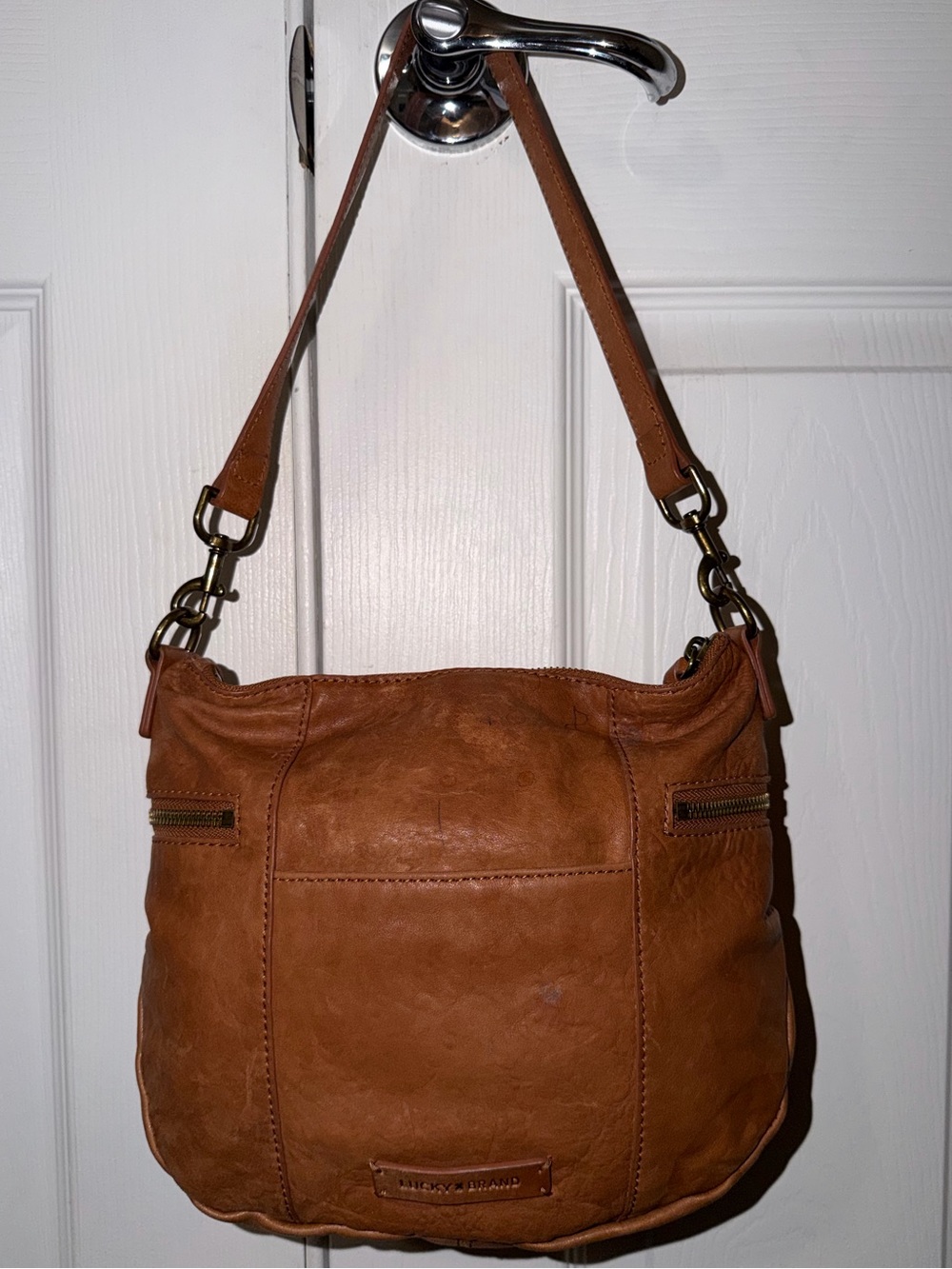 Lucky Brand brown leather shoulder hobo bag